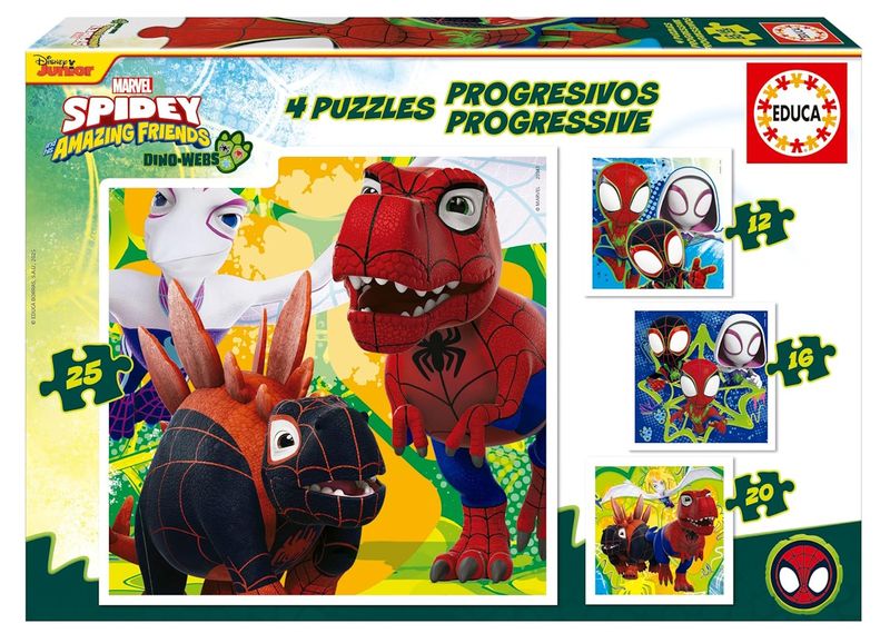 Educa Progressive Puzzles - Spidey &amp; His Amazing Friends (12,16,20,25 Pcs)
