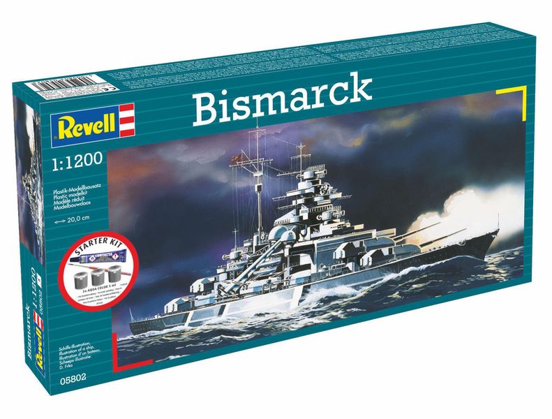 Revell 1/1200 Bismarck Starter Plastic Model Kit w/Paints, Glue &amp; Brush