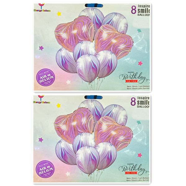 16 Pcs Air or Helium Foil Balloon Set Happy Birthday Party Decor Purple