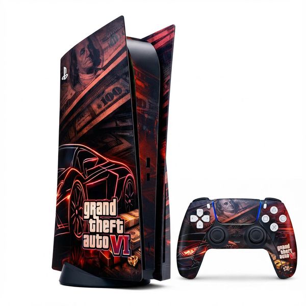 Skin Compatible with PS5 (Disc): Grand Theft Auto VI Street crime collage