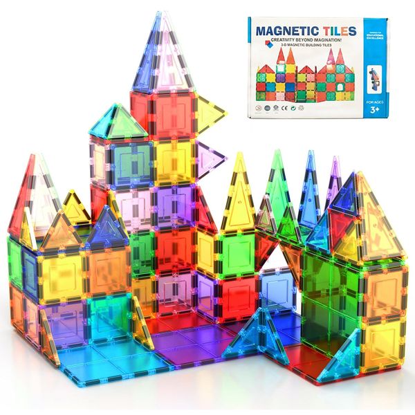 100&amp;120 PCS Magnetic Pipeline Tiles Magic Blocks 3D Stacking Toys-Kids Gift