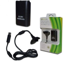 Replacement Xbox 360 Black Play and Charge Kit
