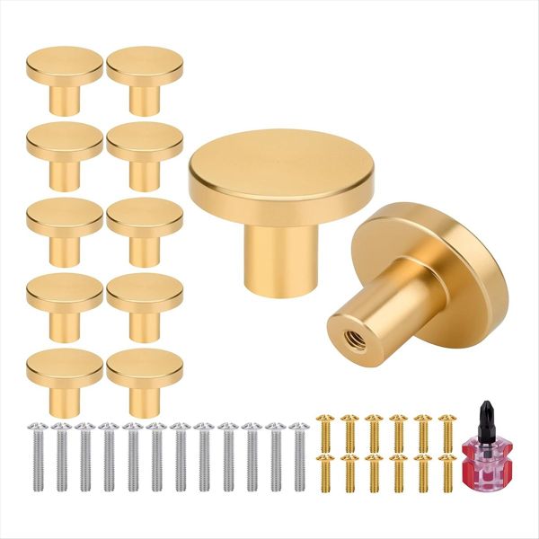 12-Pack Gold Cabinet Knobs - Dresser Drawer Knobs Compatible with None