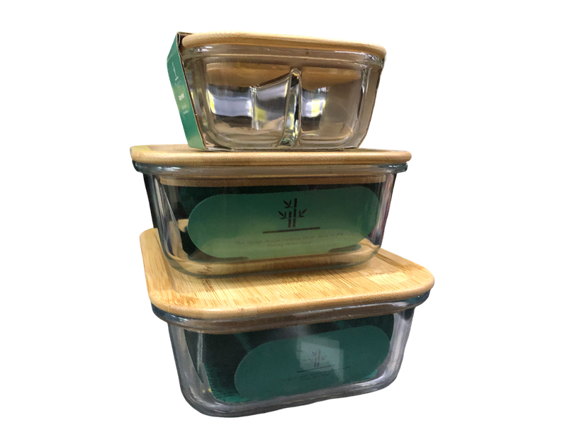 Glass and wooden lid 3 - Set Lunch Boxes
