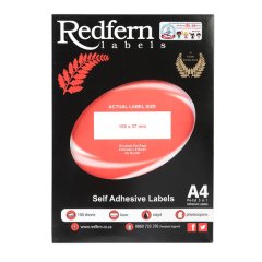 Redfern- Self Adhesive Labels- Laser Jet A4 Flat Sheets- 105mm x 37mm