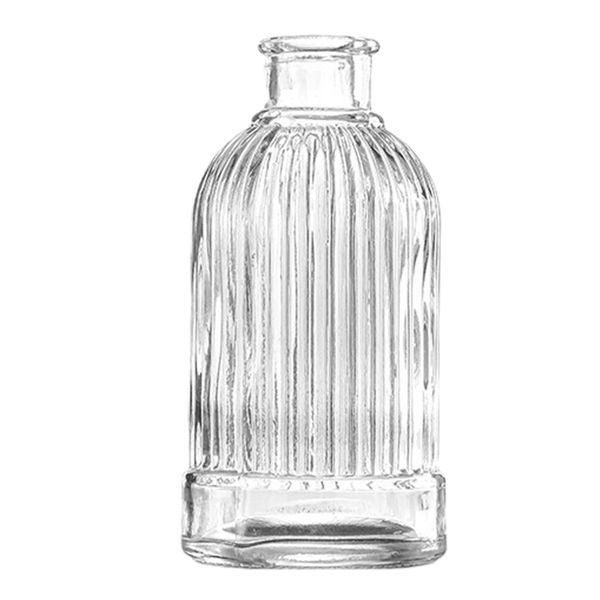 Vintage French Clear Glass Vase Embossed Hydroponic Flower Pitcher