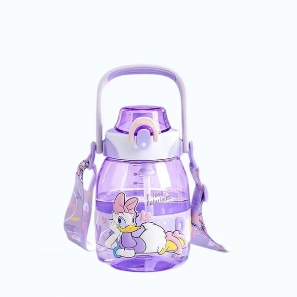 Mickey &amp; Friends Kids Straw Water Bottle - 1000ml Large Capacity BPA-Free