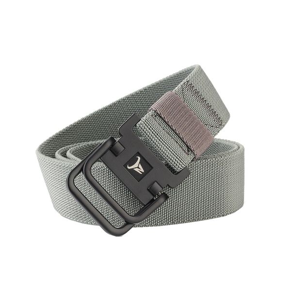 Double Loop Metal Buckle Canvas Tactical Belt-Gray