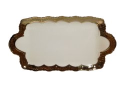 Platter 30 x 28cm Embossed Border Gold
