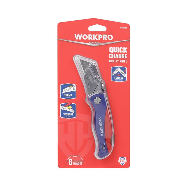 WORKPRO Plastic folding back utility knife