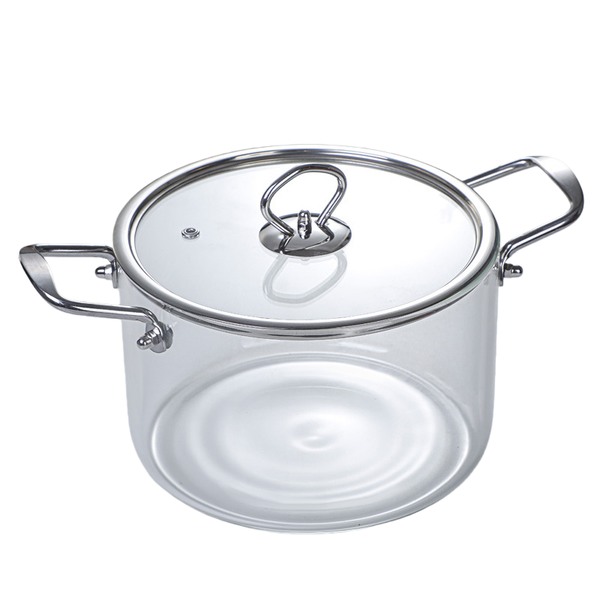 Multi functional glass cooking pot soup pot with stainless steel lid 3.5L