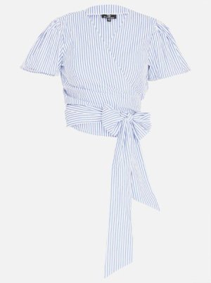 Short Sleeve Wrap Blouse Multi-Colour