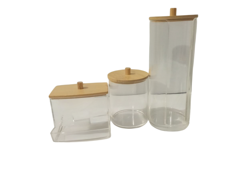 NN 3-Piece Acrylic Cosmetic Dispenser and Holder Set