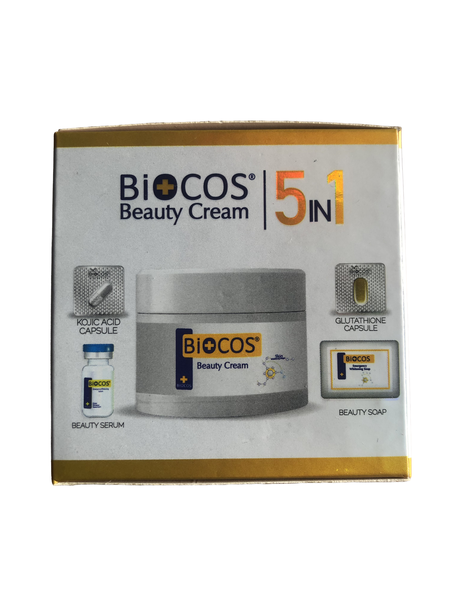 Biocos 5-in-1 Skin Brightening &amp; Beauty Care Set-Soap,Cream,Serum,Capsules