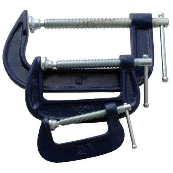 Tork Craft Clamp G 3 Piece Set 50 75 &amp; 100mm 2 3 &amp; 4" Kit
