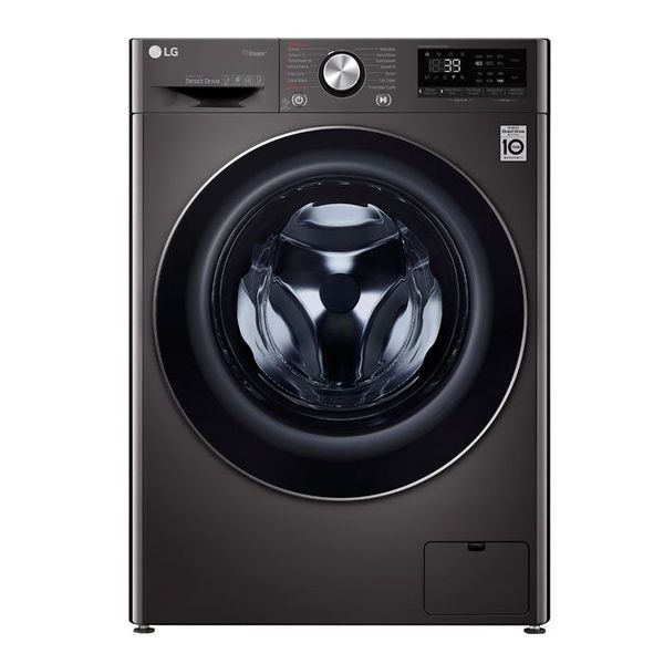 LG 12kg Black Stainless Steel Front Loader Washing Machine - F4V9BWP2E