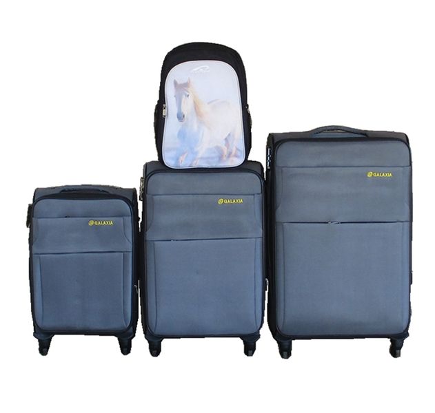 Galaxia 3-Piece Fabric Spinner Luggage Set with Horse Backpack