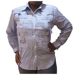 Ladies Knit Plaid Long Sleeve Shirt