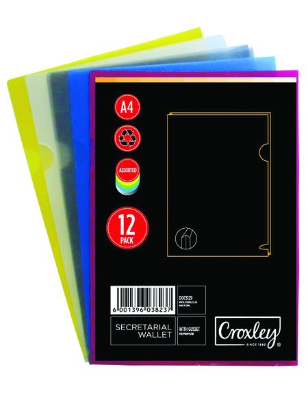 Croxley Secretarial Document Wallet - Assorted (Pack of 12)