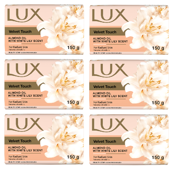 Lux Velvet Touch Soap Bar 150g 6 Pack Moisturising Creamy Bath Soap