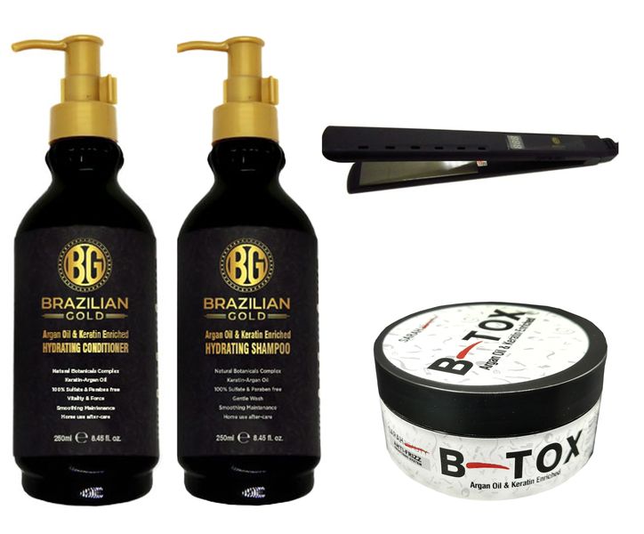 Brazilian Gold Home Care Kit+Brazilian Gold Flat Iron+ B-Tox 60g