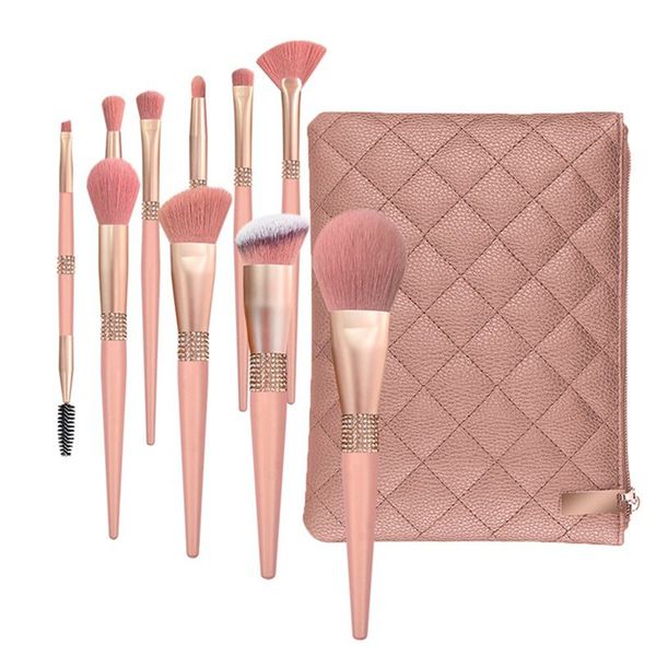 10Pcs Coral Red Brilliant Makeup Brush Set Makeup Artist Tool Set