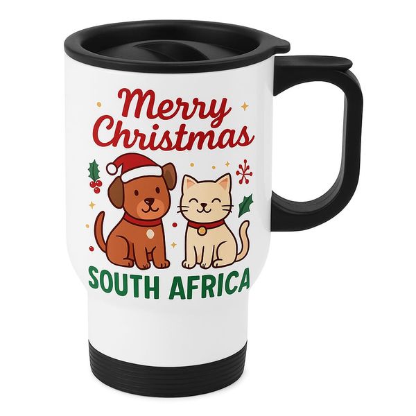Merry Christmas Coffee Tea Travel Mug With Lid, For Dog Cat Owners Gift