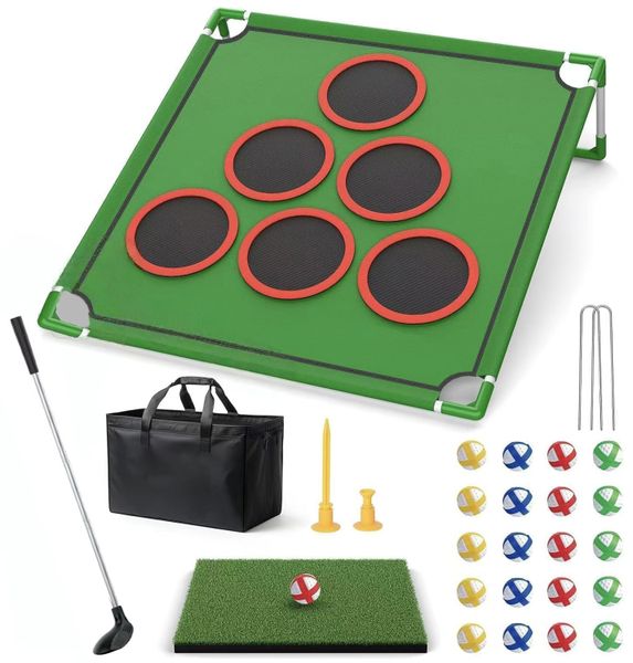 Golf Chipping Game Set Backyard Cornhole Game Portable Training Fun Tools
