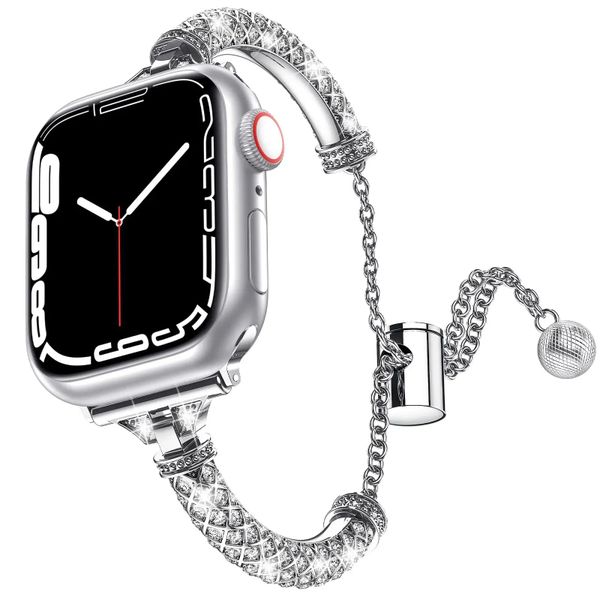 Bling Metal Bracelet with Bumper Compatible with Apple Watch 42/44/45mm