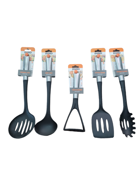 Silver 5 Kitchen Utensil Set - Black