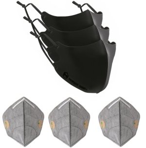 Sophie Moda-Ice Cooling Microfiber 3D Mask Black Adjustable+Filters(3 Pack)