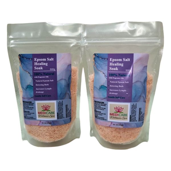 Epsom Bath Salt &amp; Foot Soak -Healing muscle Soak - 2 x 500g Pack
