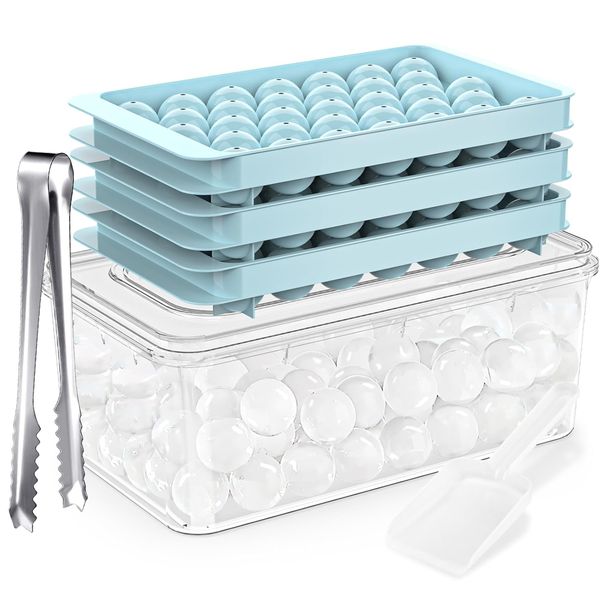 3-layer Spherical Ice Cube Mold Set, with Scoop &amp; Box &amp; Clip, Making Ice