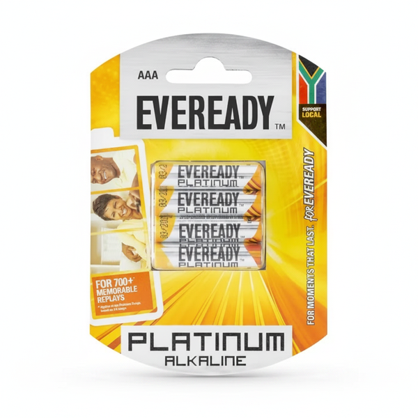 Eveready Platinum Alkaline AAA Batteries 4 Piece Pack