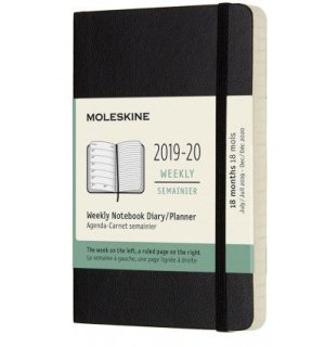 Moleskine 2019-20 Weekly Planner, 18m, Pocket, Black, Soft Cover (3.5 X 5.5)