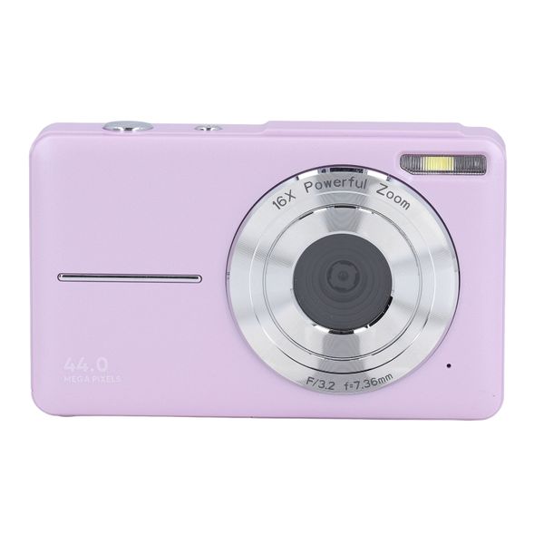 Pocket Digital Camera, 44MP, 1080P, 16X Zoom, AF, 2.5" IPS, UK Plug, Purple