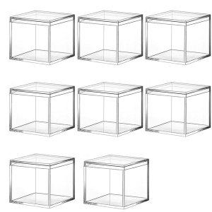 8 Pieces Of Transparent Acrylic Plastic Square Square Jewelry Box Mini Stor