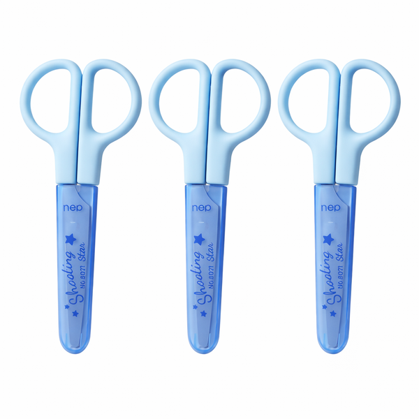 3 Pack - Scissors With Protective Cover - Blue