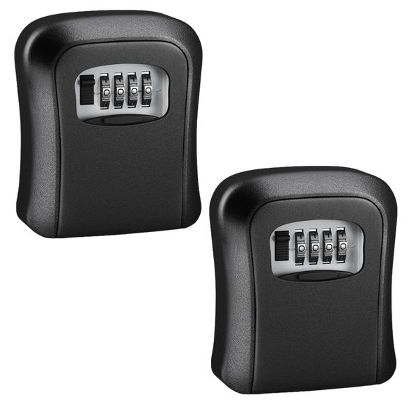 2 Pack Black Password Key Storage Box,Combination Key Safe Lock Holder