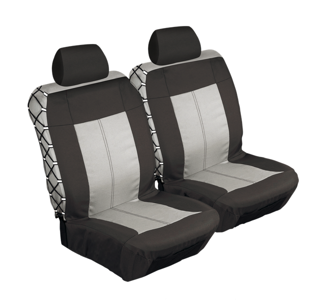 ACA - Safari 4 Piece Front Seat Cover Set - Black &amp; Grey