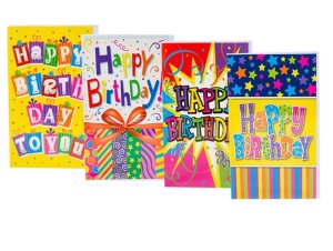 Bulk Pack x 4 Birthday Card &amp; Envelope - Brights