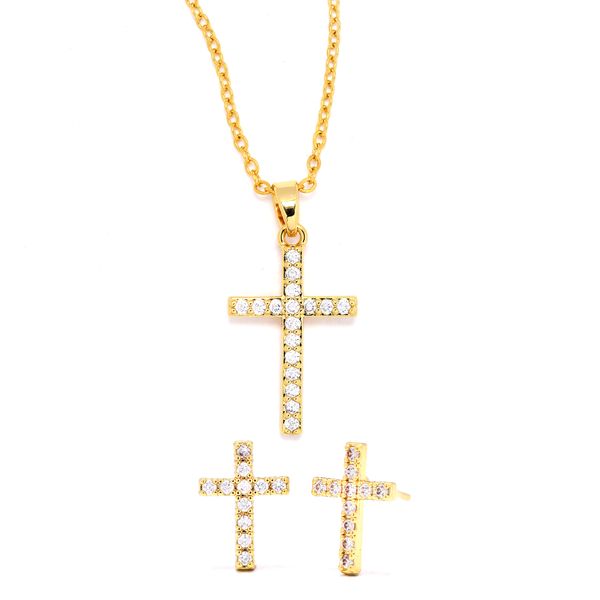 iDesire - Cubic Zirconia Cross Necklace and Earring Set
