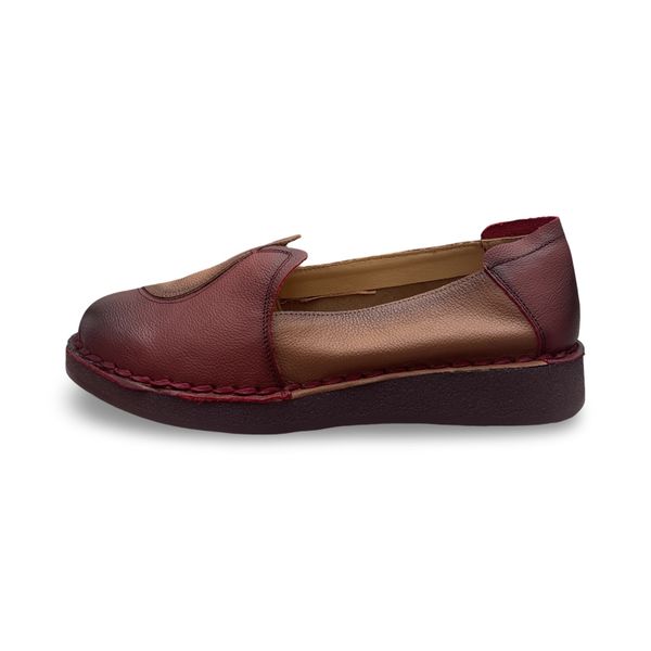 Women, Girls Red-Brown Sole Ladies Genuine Leather Slip-On Casual Shoes
