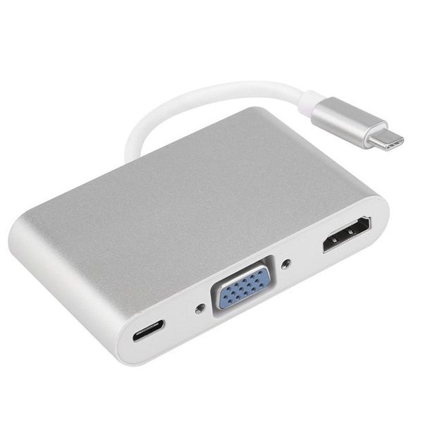 USB Type C Hub to HDMI VGA 3.5mm Jack USB Adapter 5-in-1 Thunderbolt 3