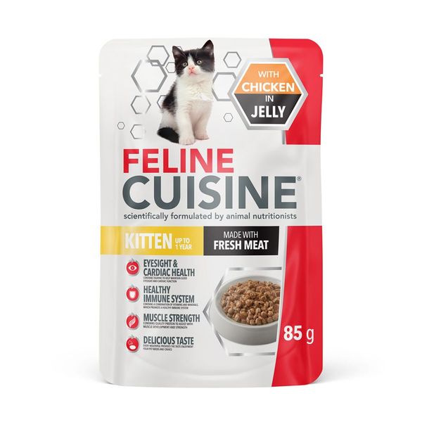 Feline Cuisine Wet Cat Food Kitten Chicken Jelly 4 x 12 x 85g