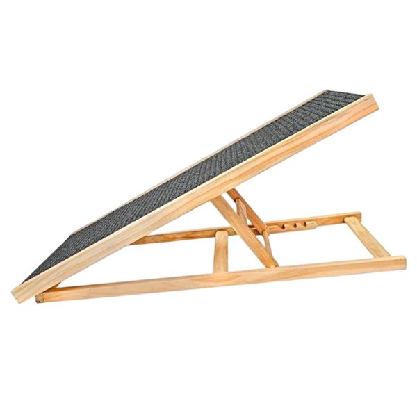 Pet Foldable &amp; Adjustable Wooden Non-Slip Dog Ramp Ladder - 100cm