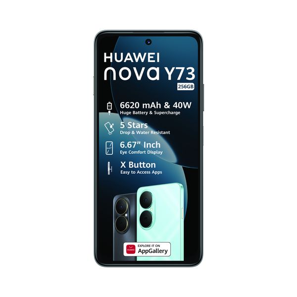 HUAWEI Nova Y73 8GB+256GB LTE Dual Sim| 6620mAh Super Battery Phone - Black