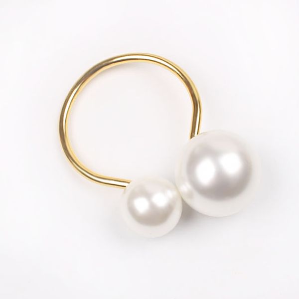 Pearl Napkin Rings Gold Napkin Ring For Table Decor - Set of 12