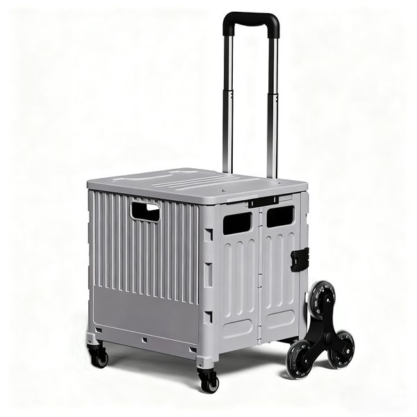 Folding Portable Storage Cart Shopping Camping Trolley Rotate Wheel Box