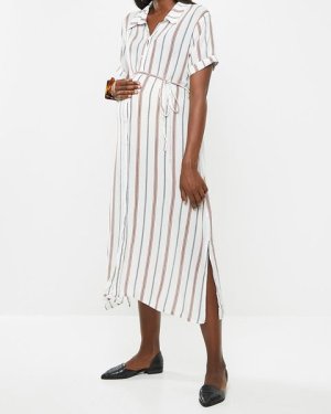 Women's Glamorous Maternity Side Split Shirt Dress - White
